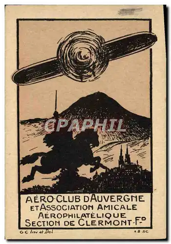 Cartes postales Avion Aviation Aero Club d&#39Auvergne et association amicale Aerophilatelique section de Clermo
