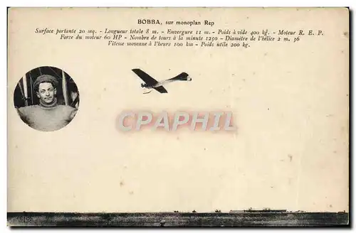 Cartes postales Avion Aviation Bobba sur monoplan Rep