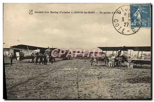 Cartes postales Avion Aviation Souvenir d&#39un meeting a Longvic les Dijon Un groupe d&#39avions