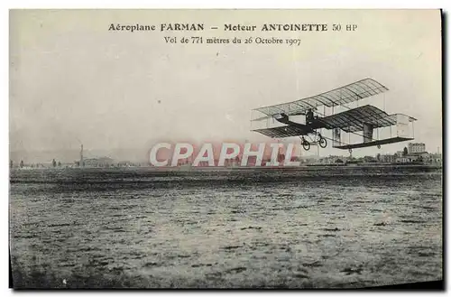Cartes postales Avion Aviation Aeroplane Farman Moteur Antoinette Vol de 771 metres