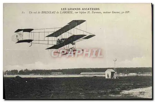 Cartes postales Avion Aviation Un vol de Bruneau de Laborie Biplan Farman Moteur Gnome