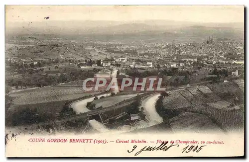 Cartes postales Automobile Coupe Gordon Bennett 1905 Circuit Michelin Virage de Champrader Vu au dessus