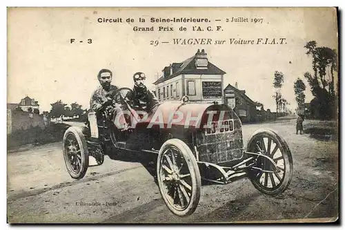 Cartes postales Automobile Circuit de la Seine Inferieure 2 juillt 1907 Grand prix de l&#39ACF Wagner sur Voitur