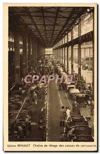 Cartes postales Automobile Usines Renault Chaine de tolage des caisses dans l&#39Ile Seguin