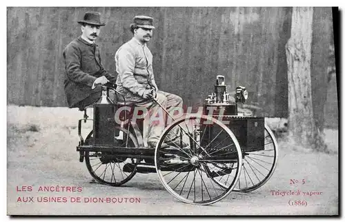 Cartes postales Automobile Les ancetres aux usines de Dion Bouton Puteaux Tricycle a vapeur 1886 Cycle