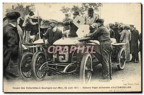 Cartes postales Automobile Coupe des voiturettes a Boulogne sur Mer 25 juin 1911 Voiture Rigal alimentee d&#39Au