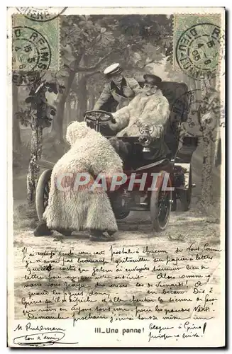 Cartes postales Automobile Femme Une panne