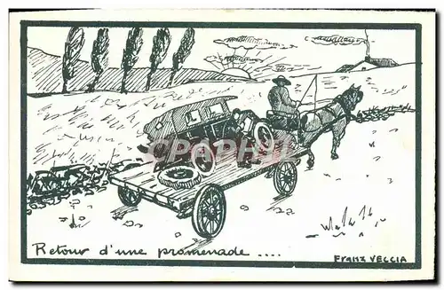 Cartes postales Automobile Retour d&#39une promenade Franz Veccia