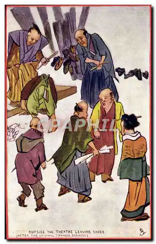 Cartes postales Japon Nippon Outside the theatre leaving shoes