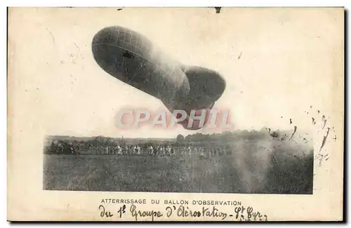Cartes postales Dirigeable Zeppelin Atterrissage du ballon d&#39observation