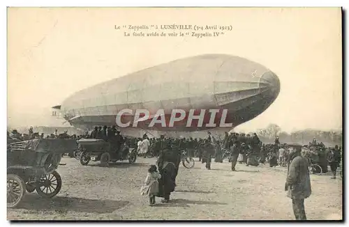 Cartes postales Dirigeable Zeppelin Luneville Avril 1913 La foule avide de voir le Zeppelin IV Automobile