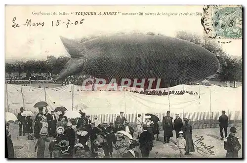 Cartes postales Dirigeable Zeppelin Gonflement du ballon Toujours a Mieux Poisson TOP
