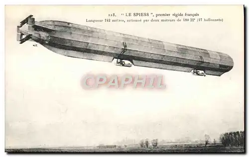 Cartes postales Dirigeable Zeppelin Le Spiess premier rigide francais