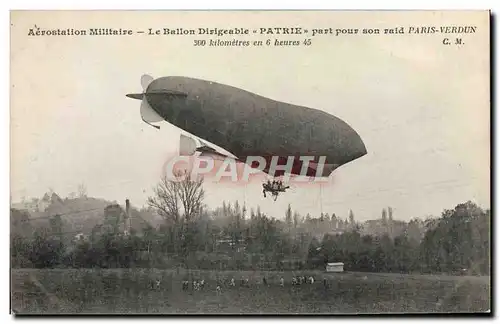 Cartes postales Dirigeable Zeppelin Patrie part pour son raid Paris Verdun