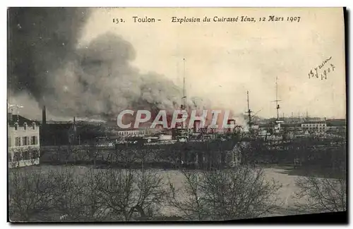 Ansichtskarte AK Bateau Guerre Toulon Explosion du cuirasse Iena 12 mars 1907