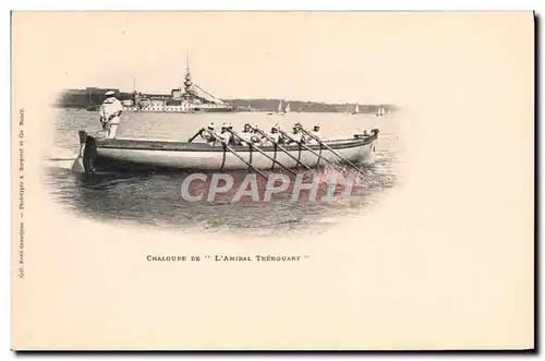 Ansichtskarte AK Bateau Guerre Chaloupe de l&#39amiral Thehouart Marins