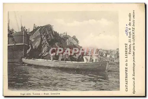 Cartes postales Bateau Guerre Catastrophe de la Liberte Toulon 1911 Operation de sauvetage pendant que la Libert