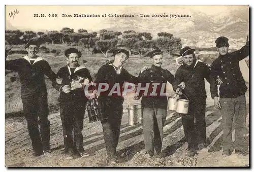 Cartes postales Bateau Guerre Nos Mathurins et coloniaux Une corvee joyeuse