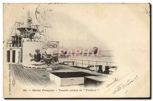 Ansichtskarte AK Bateau Guerre Marine francaise Tourelle arriere du Pothuau