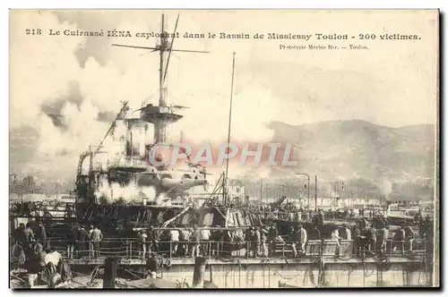 Ansichtskarte AK Bateau Guerre Le cuirasse Iena explosant dans le bassin de Missiessy Toulon