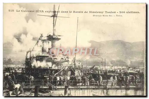 Cartes postales Bateau Guerre Le cuirasse Iena explosant dans le bassin de Missiessy Toulon