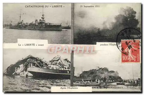 Cartes postales Bateau Guerre Catastrophe du Liberte