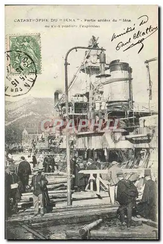 Cartes postales Bateau Guerre Catastrophe du Iena partie arriere du Iena