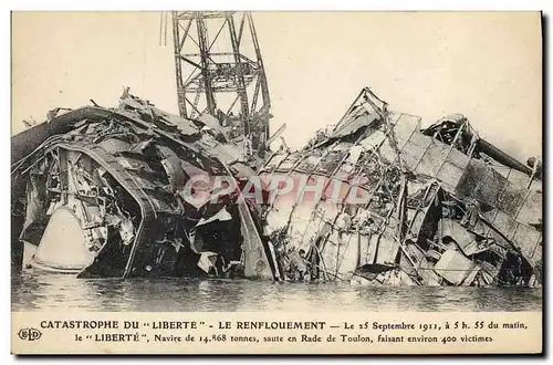 Cartes postales Bateau Guerre Catastrophe du cuirasse Liberte 1911