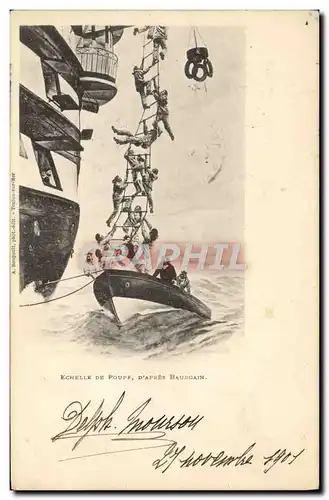 Cartes postales Bateau Guerre Echelle de Poupe d&#39apres Baurgain