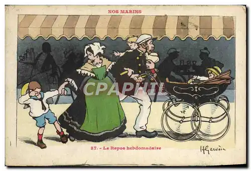 Cartes postales Marins Illustrateur Gervese Bateau Guerre Le repos hebdomadaire