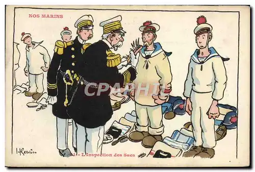 Cartes postales Marins Illustrateur Gervese Bateau Guerre L&#39inspection des sacs