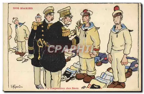 Ansichtskarte AK Marins Illustrateur Gervese Bateau Guerre L&#39inspection des sacs