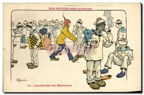 Cartes postales Marins Illustrateur Gervese Bateau Guerre Les envois des marraines