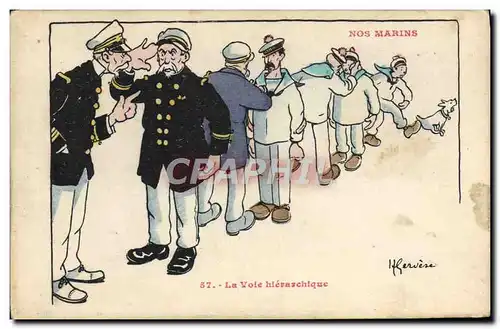 Cartes postales Marins Illustrateur Gervese Bateau Guerre la voei hierarchique