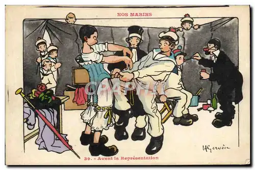 Ansichtskarte AK Marins Illustrateur Gervese Bateau Guerre Avant la representation