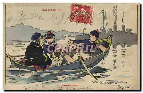 Cartes postales Marins Illustrateur Gervese Bateau Guerre Canot major