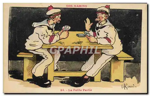 Ansichtskarte AK Marins Illustrateur Gervese Bateau Guerre La petite partie Cartes