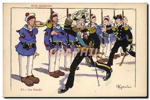 Cartes postales Marins Illustrateur Gervese Bateau Guerre La garde