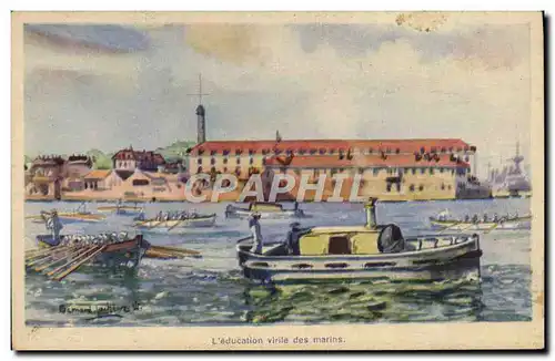 Cartes postales Marins L'education virile des marins Bateau