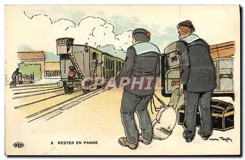 Cartes postales Marins Rester en panne Train