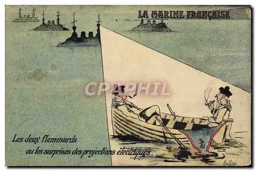 Cartes postales Marins La marine francaise Les deux flemmards ou les surprises des projections electriques