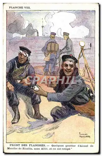 Cartes postales Marins Front des Flandres Quelques gouttes d'alcool de menthe de Ricqles