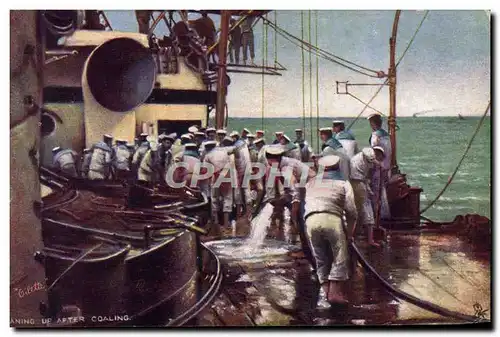 Cartes postales Marins Cleaning up after Coaling