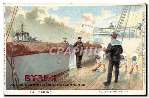 Cartes postales Marins Byrrh Vin tonique et hygienique recommande La marine Toilette du navire