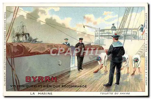 Cartes postales Marins Byrrh Vin tonique et hygienique recommande La marine Toilette du navire