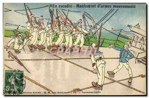 Cartes postales Marins En escadre Maniement d'armes mouvemente