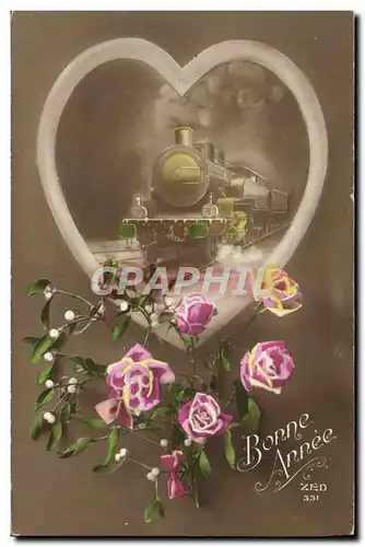 Cartes postales Fantaisie Coeur Train