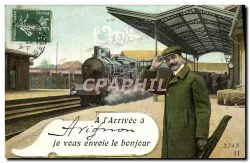 Cartes postales Fantaisie Homme Avignon Train