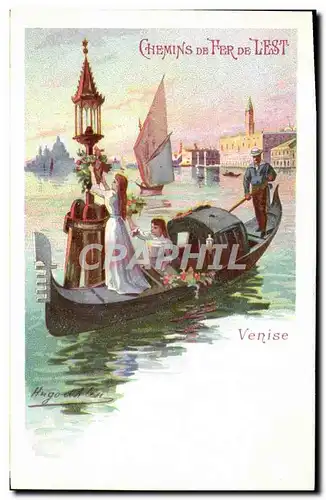 Cartes postales Train Chemins de fer l&#39Est Venise gondole