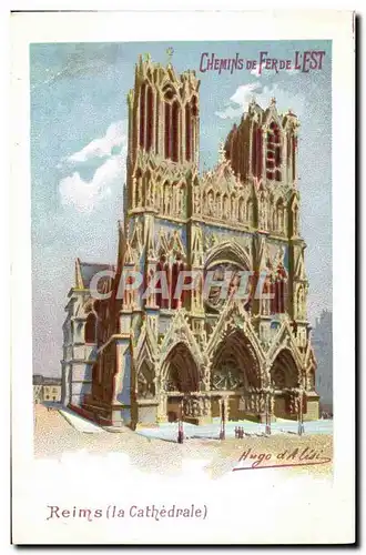 Ansichtskarte AK Train Chemins de fer de l&#39Est Reims La cathedrale